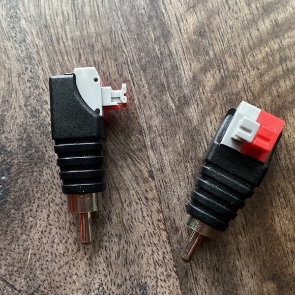 2 RCA MALE to spring press speaker wire cable converter jacks new non-soldering - Picture 5 of 5